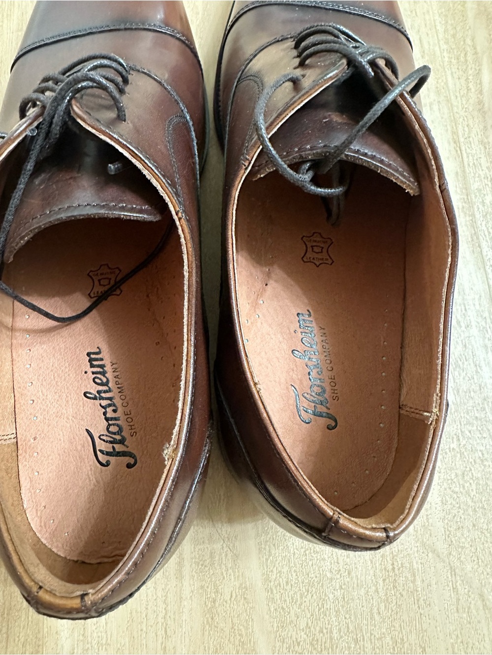 Florsheim Brown Leather Cap-Toe Derby Dress Shoes - Picture 7 of 11